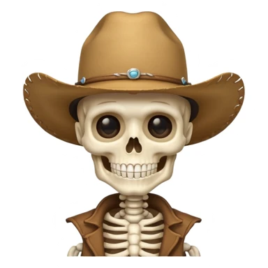 A skeleton wearing a cowboy hat sticker