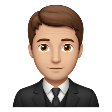 emoji of a 30-year-old man, mature appearance, gentleman features, brown hair, friendly expression sticker