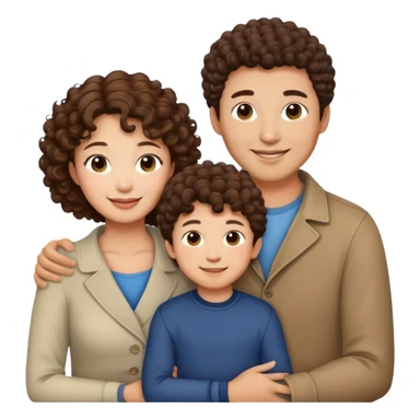Asian Family with brown hair mom curly hair dad son and son sticker