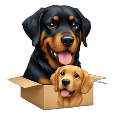 A Rottweiller with golden retriever in box sticker