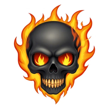 Black skull on fire sticker