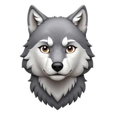 cinematic-noble-wolf-portrait-emoji,-poised-and-regal,-with-a-strong,-lean-build-and-a-sleek,-fur-of-grey-and-white,-deep-set-soulful-piercing-eyes,-simplified-yet-sharp-and-sophisticated-features,-highly-detailed,-full-body, zoomed out showing shoulders sticker