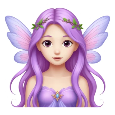 Lilac and pink fairy with wings but you can see her whole body and make her super pretty with long hair  sticker