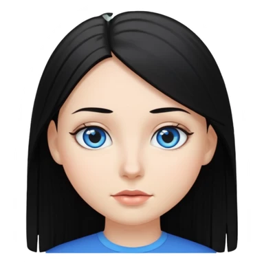 White girl, black straight hair, blue eyes sticker