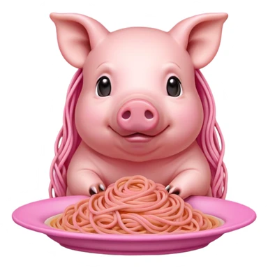   renaissance monalisa pig with pink spaghetti background  sticker
