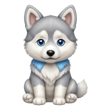 a sitting husky puppy sticker