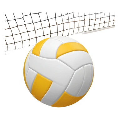 The background shows the stands filled with spectators, creating an energetic atmosphere of a volleyball match, with attention to detail on the equipment and the surrounding environment. A close-up of a volleyball on the court, with the net in focus and the court markings visible.  sticker