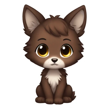 Shy Cute Chibi Dark Brown Furry Anthro Sona sticker