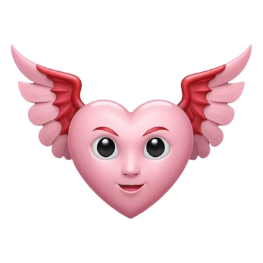 pastel pink heart with devil wings sticker