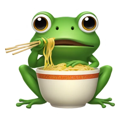 Frog eating noodles sticker