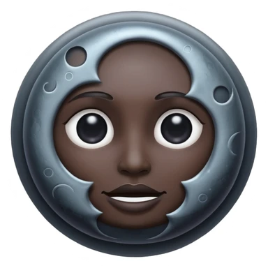 iOS emoji, dark moon, silver outline, mystical symbols, dark fantasy, smooth texture sticker