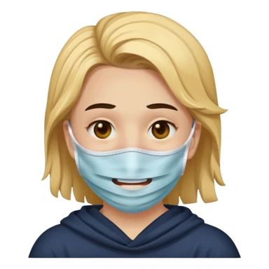 Quiero q sea una carita rota con tristeza q use una máscara q la haga ver feliz sticker