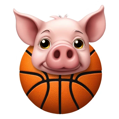 Pig on top of basketball  sticker
