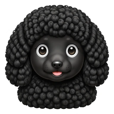 black poodle, round face sticker