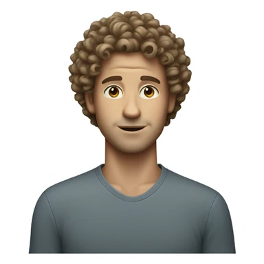 White dude with curly hair and a small face sticker
