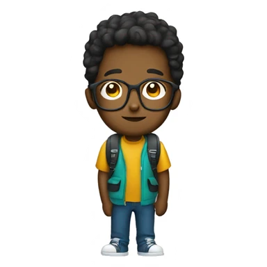 Cute boy wearing glasses and backpack sticker