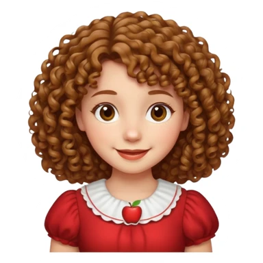 curly light brown haired girl emoji, smiling face, apple style sticker