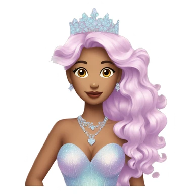 Gorgeous pastel Lady in a sparkly shiny dress with tiara and necklace and flowers aesthetical and trending  sticker