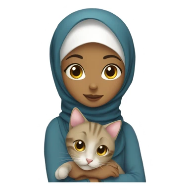 Hijabi girl with cat sticker