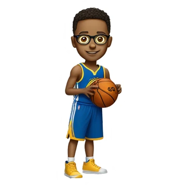 A boy with glasses who plays basketball like Stephen Curry sticker