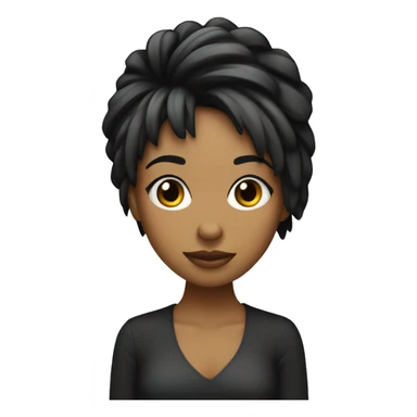 chica de pelo rizo negro con flequillo piel blanca sticker