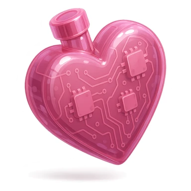 3D rendered pink heart-shaped bottle with a glossy finish, no character sticker