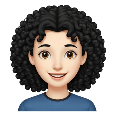 generate theatre mask emoji with a big curly black hair 

wide black smile, long and pointy white nose sticker