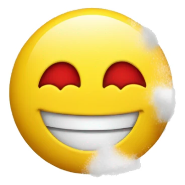 Yellow happy emoji with white powdered on his nose with red eyes  sticker