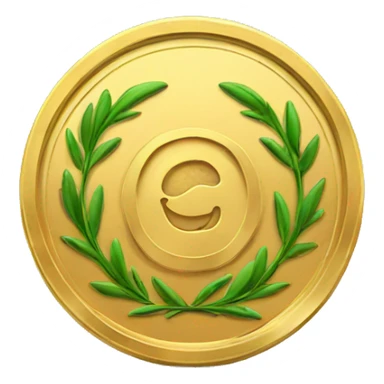 circle gold coin with laurel sticker