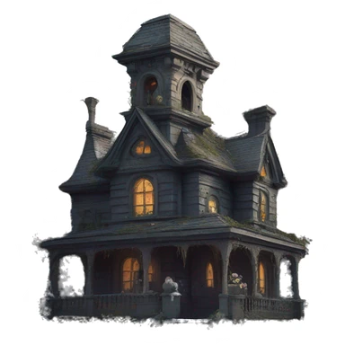 Romantically overgrown Haunting graveyard field Victorian mansion birdhouse  sticker
