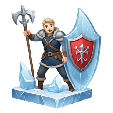 Man with sickle and shield in a block of ice sticker