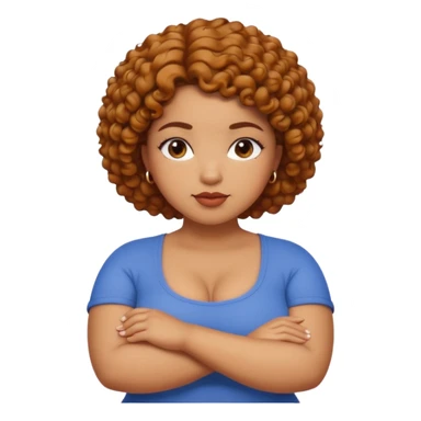 Curvy caramel skin woman with short curly natural hair arms Folded sticker