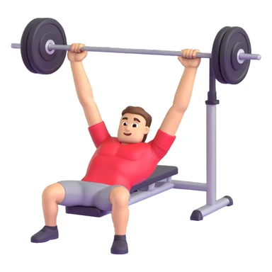 man doing bench press, 3D emoji style sticker