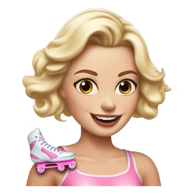 Margot Robbie roller skating with pink skates and pink ice scream in hand sticker