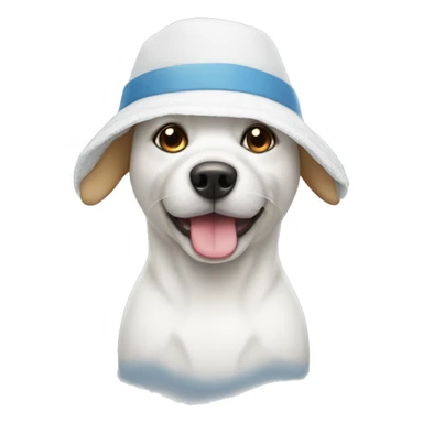 white dog with bathing hat sticker