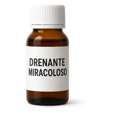 boccetta di drenante da bere, con la scritta "DRENANTE MIRACOLOSO" SULL'ETICHETTA sticker
