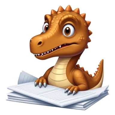 office dinosaur lying on papers sticker