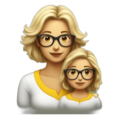 Bees white Mother in glases and daughter 2 years sticker