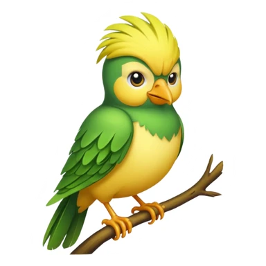 A bird with color green and his head yellow sticker