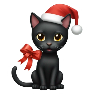 Black Cat with Christmas hat sticker