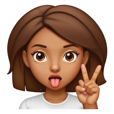 brownskin girl with tongue out and index and thumb pinching sticker