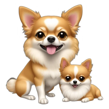 Deux chihuahuas avec un spitz pomeranian sticker