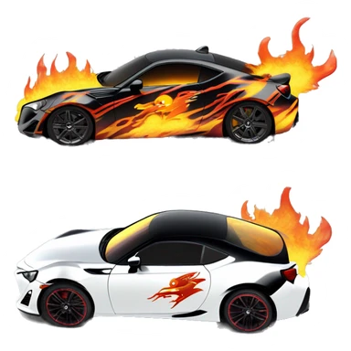 Batgirl and First Order Jet Trooper themed Scion FR-S with hot rod flames painted on side of car  sticker