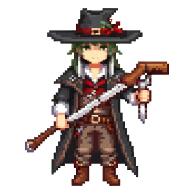 Vampire hunter with crossbow and wide-brimmed hat sticker