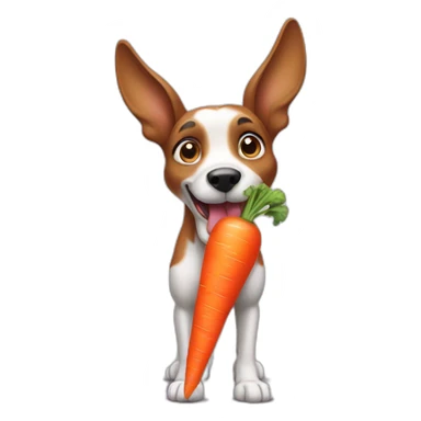 standing dog eating a carrot like bugs bunny sticker