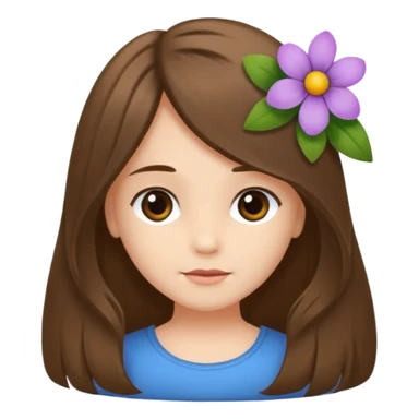 Ein braunhaariges Mädchen (glatte Haare ) mit einen Blume hinter dem ohr lange haare zur Seite kuckend  sticker