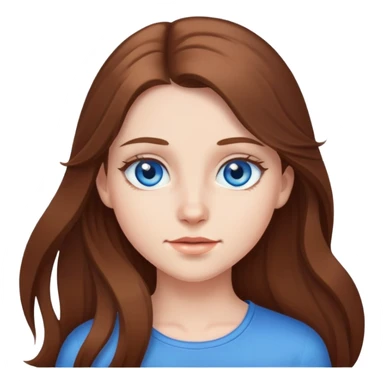 Girl with long brown hair and blue eyes sticker