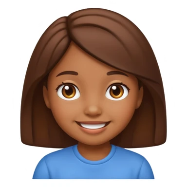 Cute girl kid emoji brown sticker