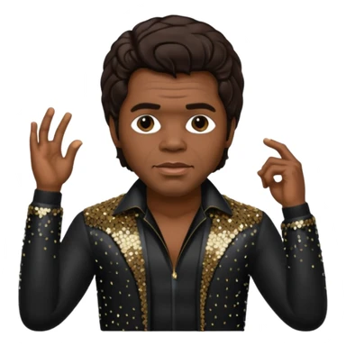 James Brown with dark brown hair, black sequin outfit  sticker