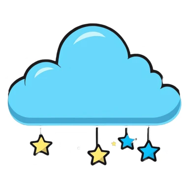 soft pink cloud with twinkling stars sticker